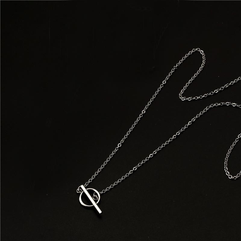 Trendy Double-Layer Hip-Hop Necklace for Men & Women - OT Buckle Choker & Sweater Chain
