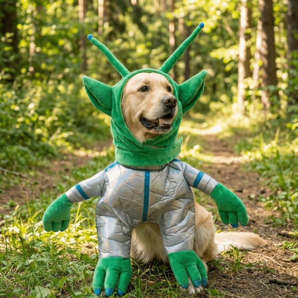 Plush Hands and Feet Pet Alien Transformation Outfit Colorful Laser Dog Cosplay Clothes Parade