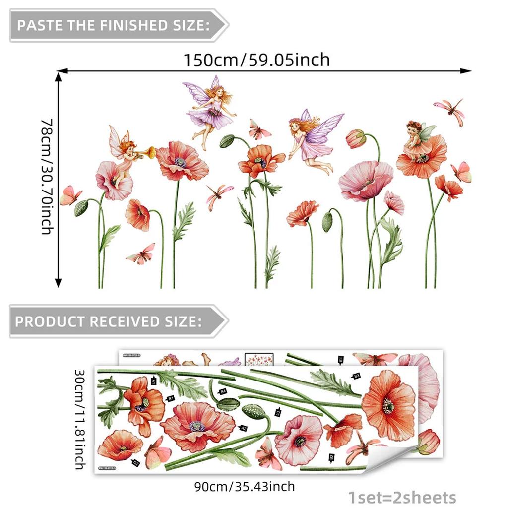 Cartoon Girl Butterfly Squirrel English Wall Sticker Children's Room Home Decoration Pvc Self-adhesive Wall Sticker