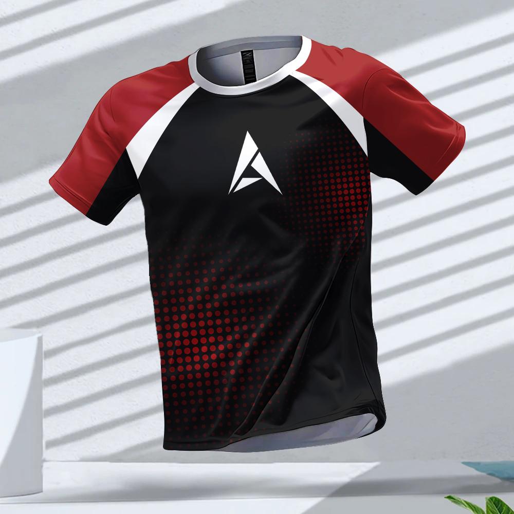 Men's Sports Running T-shirt Color Block 3d Printed Men's Quick-drying Breathable Short-sleeved Sports T-shirt for Outdoor Use