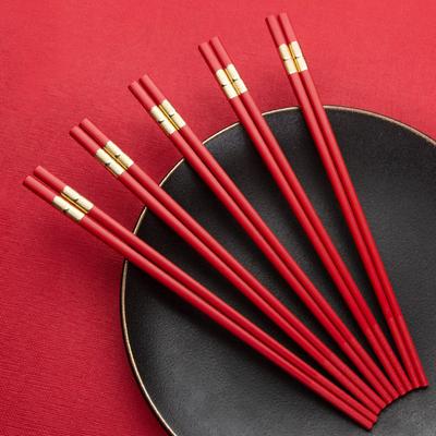 Sada 5 párů japonských čínských hůlek Food Sushi Sticks Opakovaně použitelné korejské hůlky Sada kovové slitiny Rodinné nádobí Dlouhé hůlky