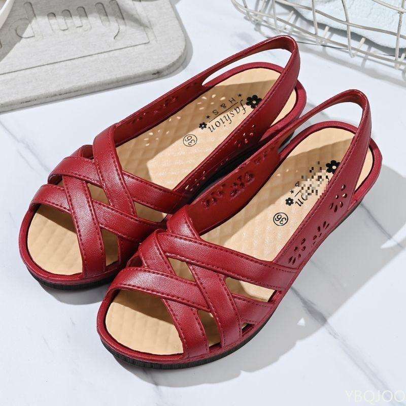 Fashion Soft Sole Non Slip Shallow Mouth Flat Shoes Lightweight Breathable Women Shoes New Women's Summer Hollow Out Wedges Sandals