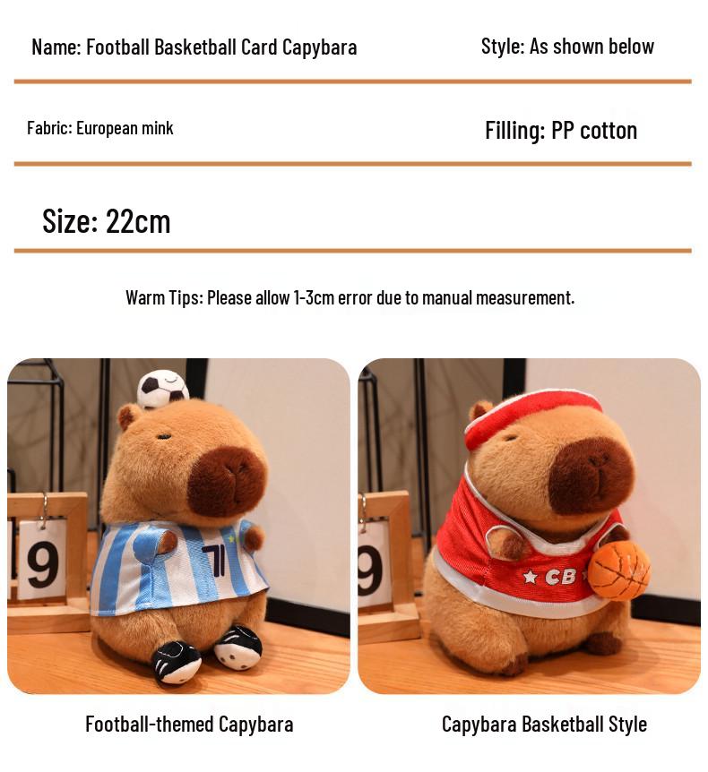 Sporty Capybara Plush Toy - Football & Basketball Variants