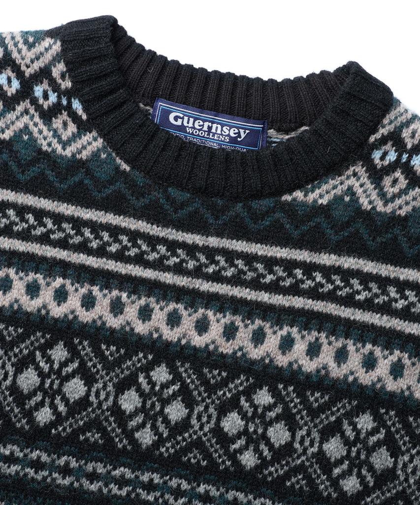 Guernsey Woollens Port Doyle Fair Isle Crewneck Sweater - Black