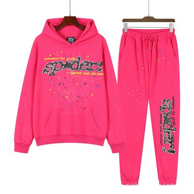 Los Angeles Street Beauty Tide Sp5der Spider Web Big Foam Printing Terry Pure Cotton Loose Hooded Sweater Men and Women