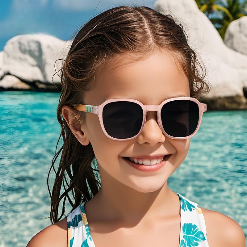 Kids Polarized Sunglasses for Toddler Boys Girls Children TR Eyewear Square Frame Travel Goggle UV400 Shades Colorful Eyewear