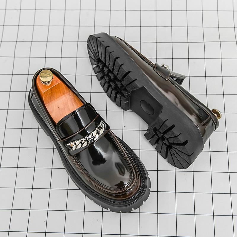 Fashion Hot Selling Men's Shiny Leather Shoes Europe America Thick Soled Height Increasing Banquet Formal Shoes Men's Business Shoes