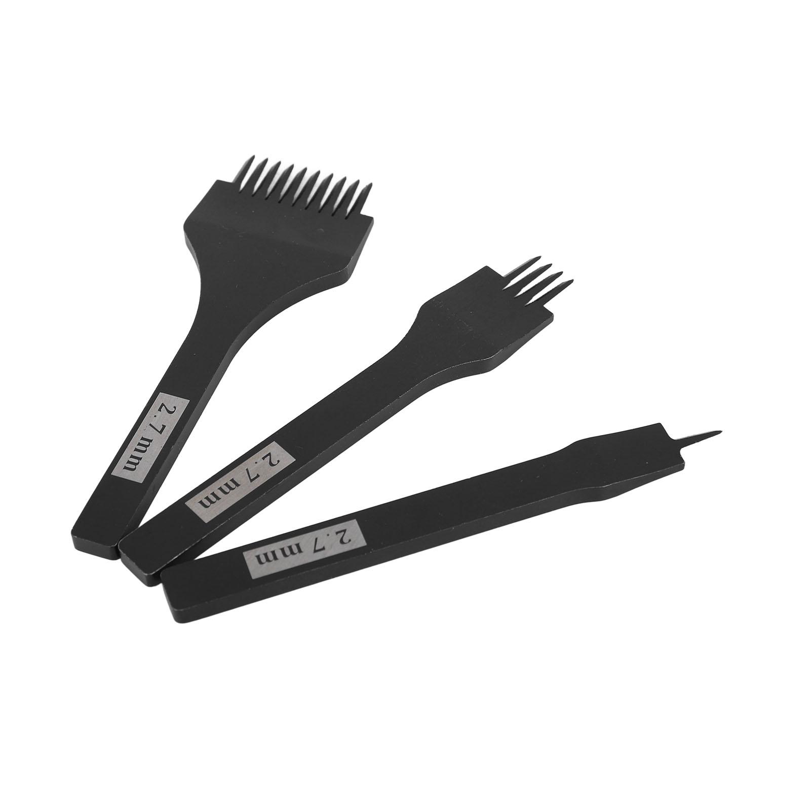 

3Pcs Leather Prong Chisel 2.7mm Black Glossy Handle Prong Chisel Leather Punch Tool for DIY Leather Craft