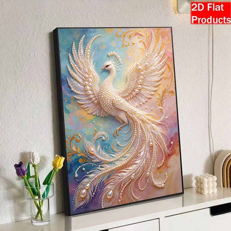 Kit Perla Fenice Maestosa Arte con Strass Rotondi 5D Quadro Murale Fatto a Mano Elegante Decorazione per la Casa Regalo per Uso Quotidiano e Festivo