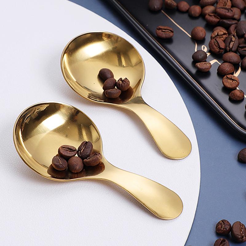 4Pcs Short Handle Spice Sugar Spoon Small Ice Cream Spoon Coffee Tea Scoop Mini Gold Silver Stainless Steel Spoons Kitchen Scoop