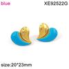 18K Gold Plated Titanium Steel Heart Stud Earrings - Color Block Design, Light Luxury Women's Jewelry.
