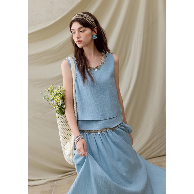 Women's Elegant Sequin Vest & Long Skirt Set