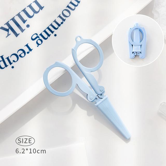 1 יחידה מספריים מתקפלים מיני צבעוניים עיצוב נייד לנסיעות חותך נירוסטה לעבודת נייר יצירה כלי כתיבה לבית ספר