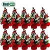 1-10PCS Mini Christmas Tree 20cm Desktop Decor with Gift Box Creative Holiday Ornament for Kids Room Office Party Decoration