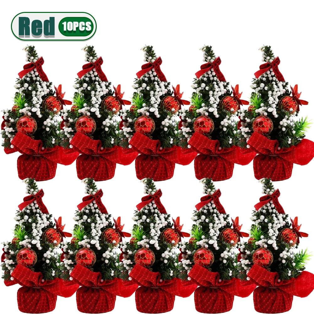 1-10PCS Mini Christmas Tree 20cm Desktop Decor with Gift Box Creative Holiday Ornament for Kids Room Office Party Decoration