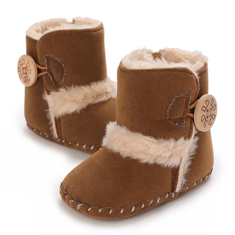 Baby Antiskid shoe Winter Boots Baby Girl Boys Winter Warm Shoes Solid Fashion Toddler Fuzzy  First Walkers Kid Shoes 0-18M 0-6 Months