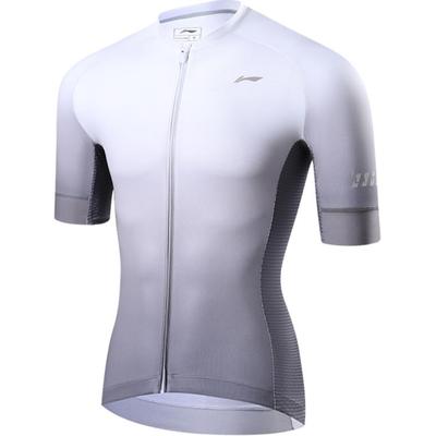 Li Ning Comfortable Breathable Short Sleeve Cycling Jersey Men Jerseys Gradient-Gray White LCTY057-4
