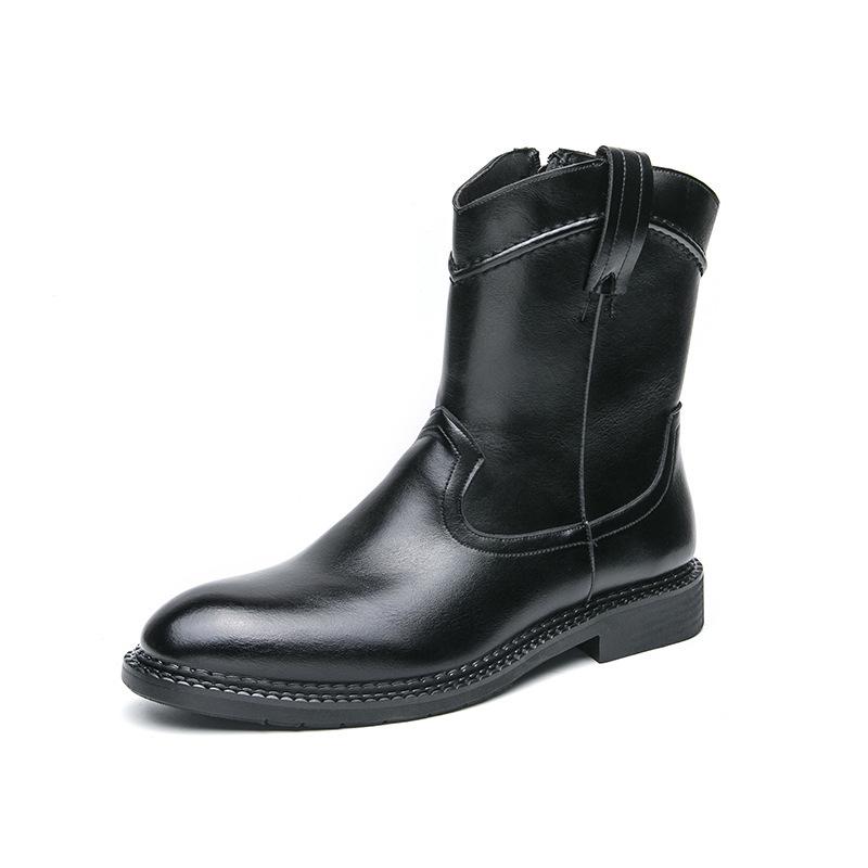 Bottes Montantes en Cuir Pointues Rétro Chelsea Grande Taille pour Homme Automne/Hiver