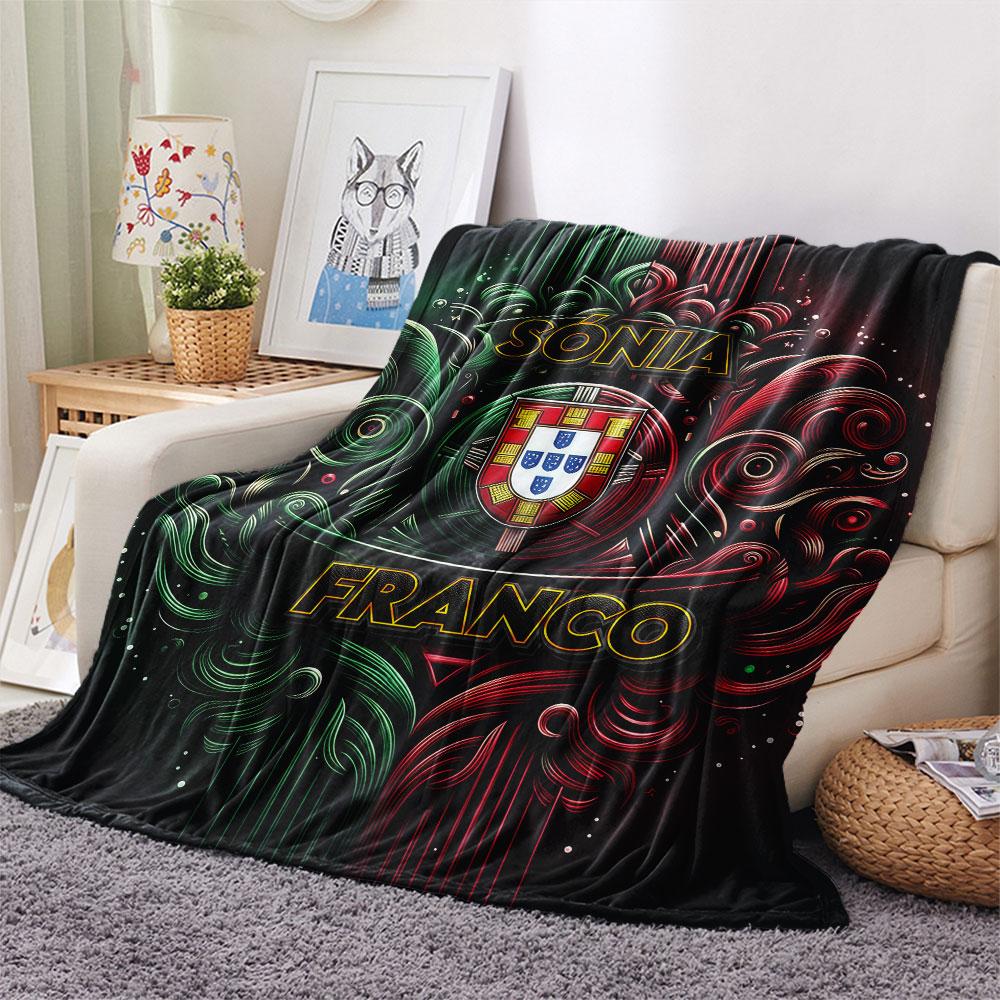 1PC Portugal National Football Team Patterned Flannel Blanket Suitable For All Seasons for Home Decor Warmth and Comfort Gifts Holiday Present