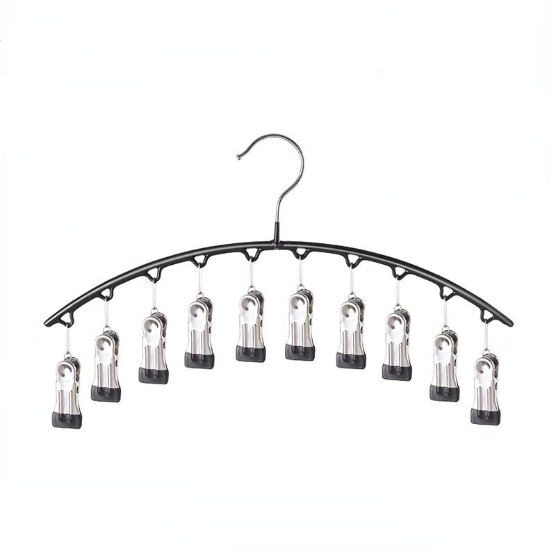 

10 зажимов, вешалка для одежды из нержавеющей стали, ветрозащитная вешалка для одежды, зажим для нижнего белья, носков, вешалка для одежды, гардероб, стеллаж для хранения леггинсов 1pc чёрный