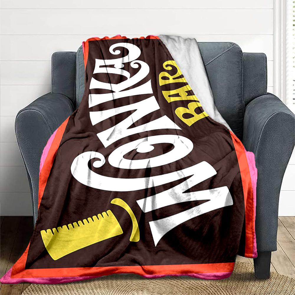 

1 шт. Пледовое одеяло Wonka Chocolate Bar Фланелевое Мягкое, Теплое и Уютное для Дивана, Кровати, Офиса и Путешествий Универсальное Всесезонное Подарок, Рождественский подарок 80x120cm