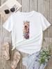 Custom Name Letter Combination Fashion Women T-shirt Floral Letter Font A B C D E F G Short Sleeve Tops White T-shirt
