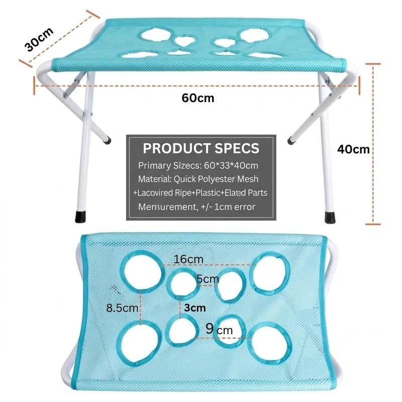 Pet Grooming Hammock Stand, Foldable Breathable Mesh Bath Rack for Cats & Small Dogs, Anti-Escape, Easy To Clean