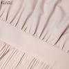 ZANZEA Abito casual da donna a maniche lunghe con scollo tondo tinta unita