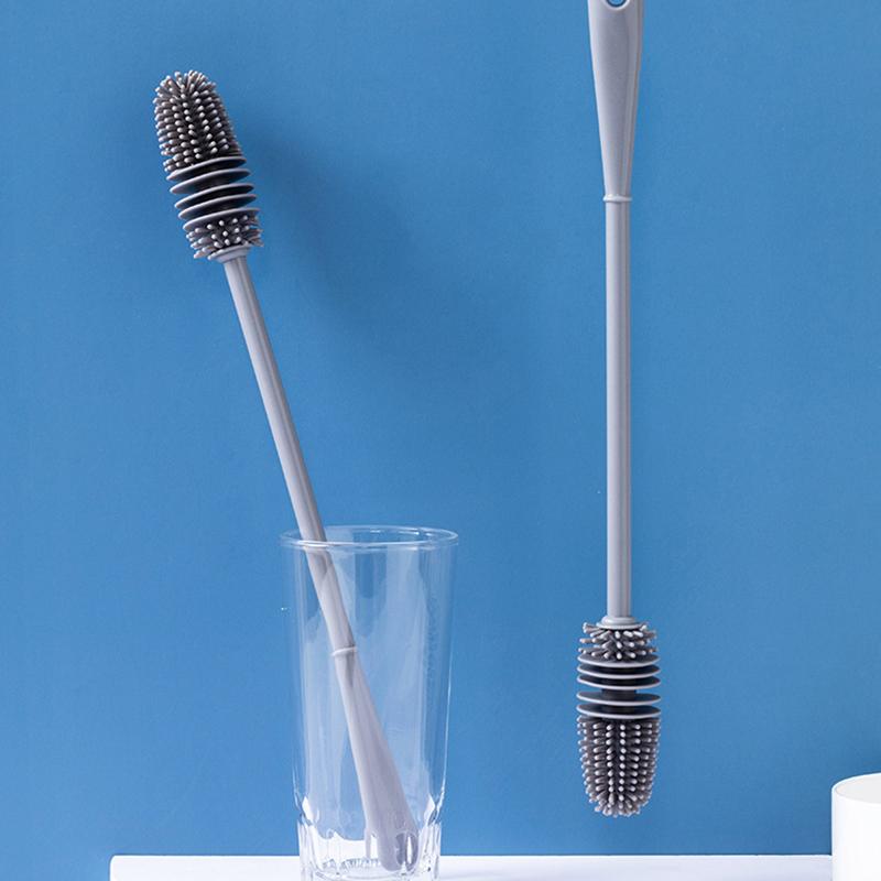 Silicone Cup Brush Milk Bottle Cleaning Brush Long Handle Water Bottles Cleaner Glass Cup Cleaning Brush Kitchen Cleaning Tools