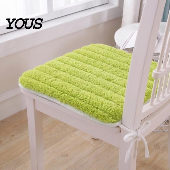 Warm Seat Cover for Long Sitting Plush Chair Cushion with Ties, Fuzzy Pad Anti-slip Skin Friendly Home Office Bottom, Fluffy Winter Mat Dining Durable