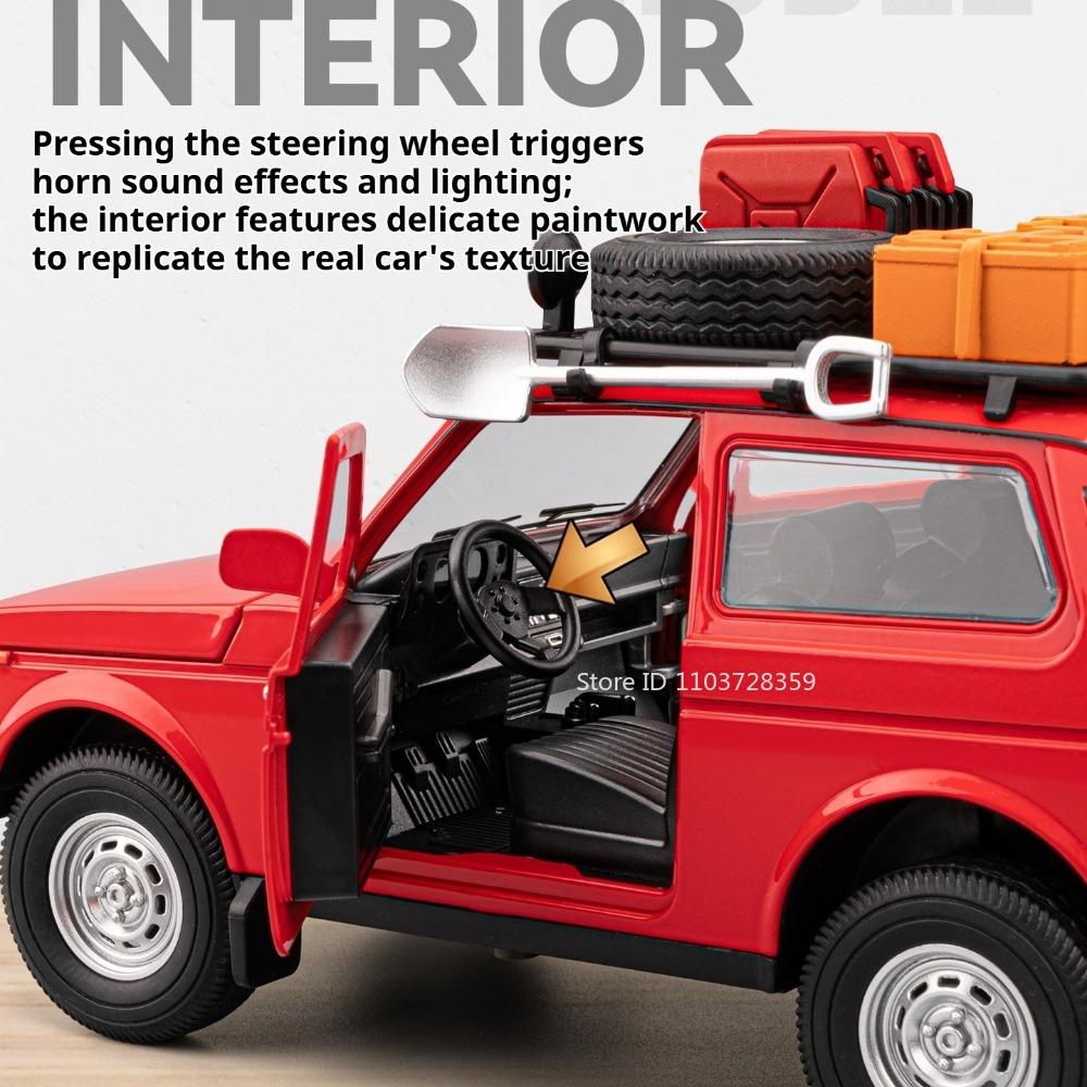 1:24 Lada NIVA 300SL Model Toy Vintage Cars Alloy Diecast Shock Absorption Sound Light Doors Opened Miniature Vehicles for Kids