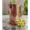 Full Embossed Design Copper Jug Pitcher with Brass Knob, Storage & Serving Water, Yoga Ayurveda Healing, Volume- 2000 ML