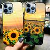 Słonecznik Kwiaty Floral Etui na Telefon Dla Iphone 14 13 11 12 Pro Max Mini Xs Xr X 7 8 6s Plus Se 2022 Pokrowiec ze Szkła Hartowanego Coque