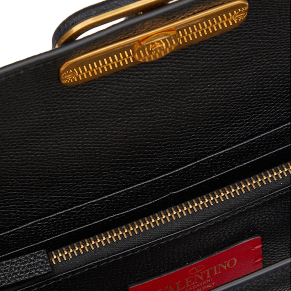 Valentino Vlogo Signature Pebbled Calfskin Chain Shoulder Bag Clutch Tote Wallet Women Bags Black ZW2P0-S93RQR-0NO