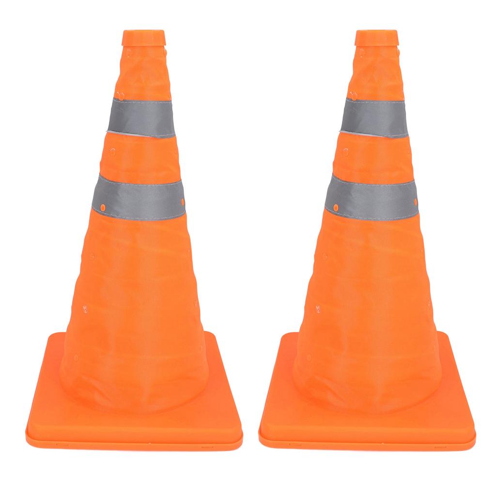 2Pcs Traffic Safety Cones Foldable Multi Purpose Pop Up Cone with Reflective Collar Orange for