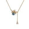 Exquisite Fashion Luxury Butterfly Square Diamond Tassel Clavicle Necklace For Women