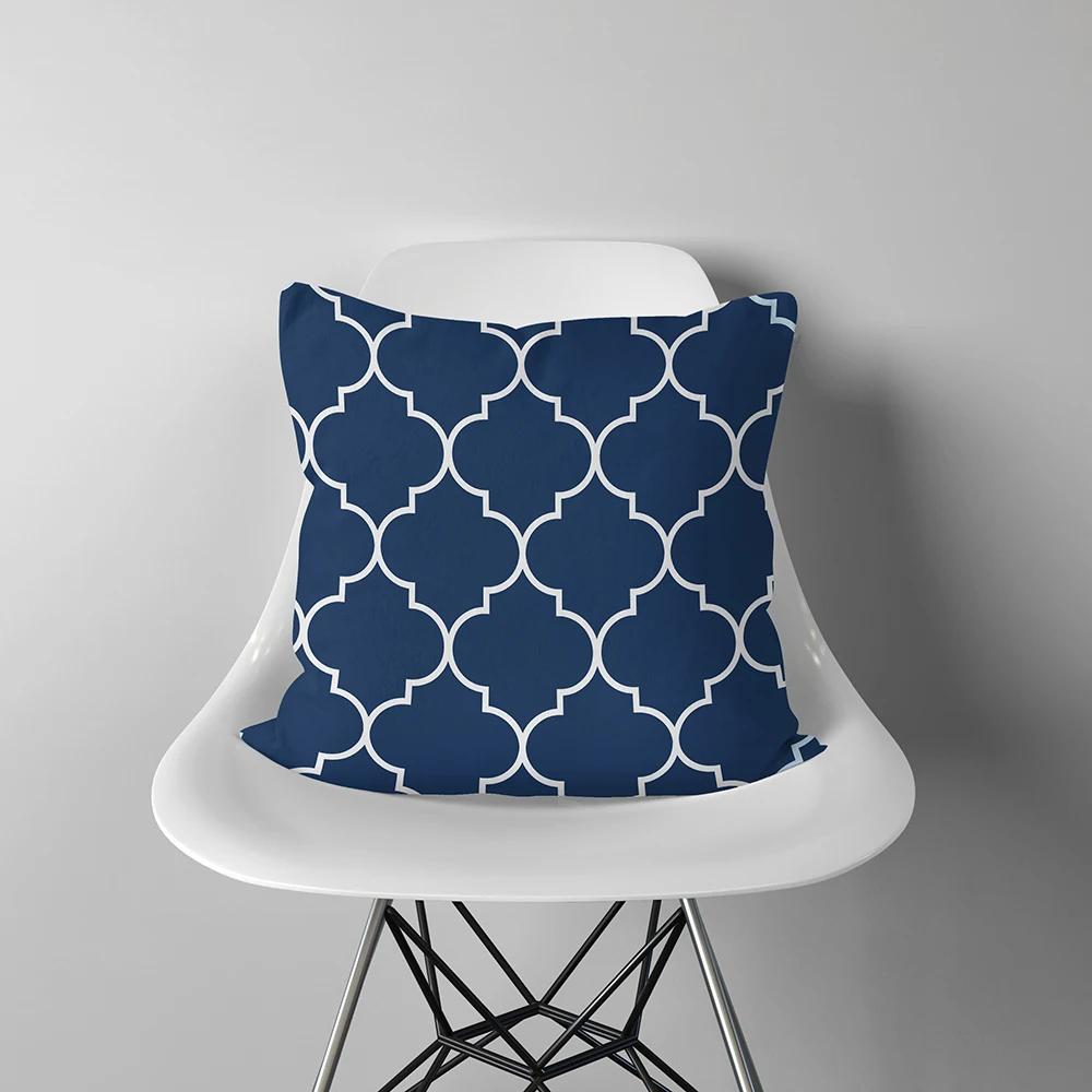 Home decor love blue stripe art print cushion cover soft polyester pillowcase bedroom car funda de almohada