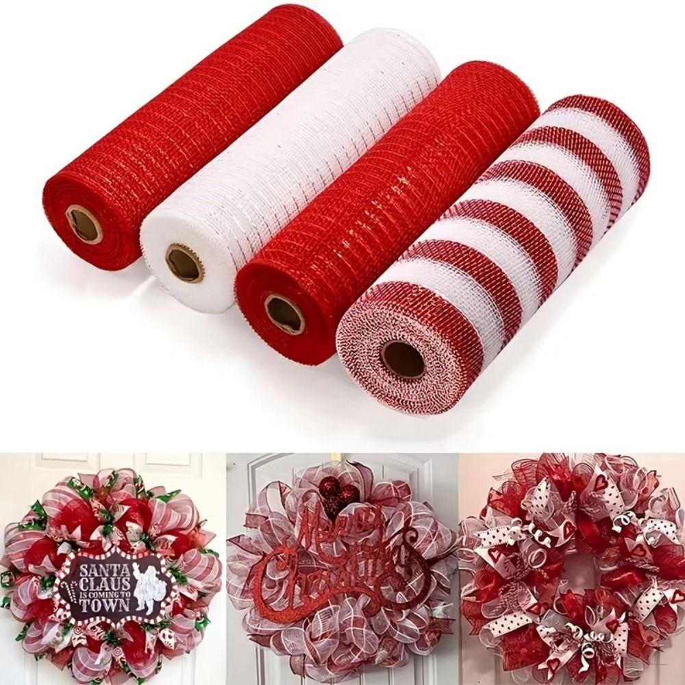 Shiny Christmas Decoration Mesh Ribbon 26cm Christmas Wrapping Ribbon  Gift Package