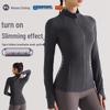 Women's Slim Fit Yoga Jacket - Brushed Long Sleeve, Stand Collar, Anti-Drop, Ideal for Running & Fitness