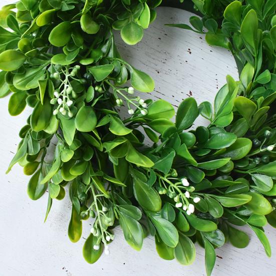 30cm Artificial Green Leaves Wreath Berry Garland Front Door Window Wall Decor