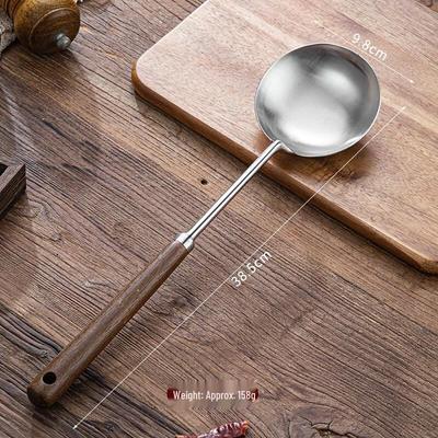 Wutuo Holzgriff 304 Edelstahl Wok Schöpflöffel Set