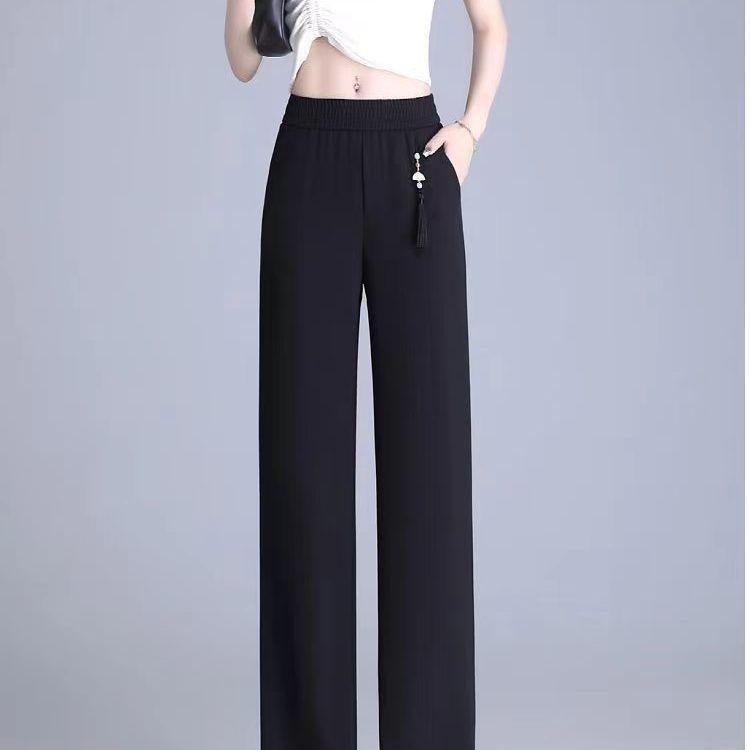 

Guofeng Spring/Summer Women s High-Waisted Straight-Leg Trousers with Tassel Pendant S 85-95 cm