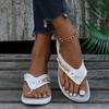 New Womens Slippers Large Size Beach Outdoor Flip Flops Daily Casual Herringbone Wedge Slippers