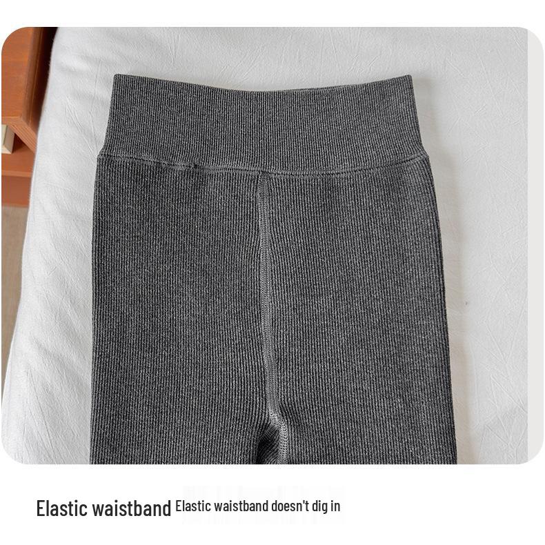 Girls' Autumn/Winter Fleece-Lined Stripe Leggings - Thick, Warm Nine-Point Pants