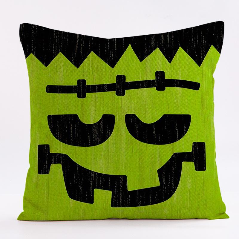 4pcs Halloween Pillow Covers 18*18Inch Linen Blend Throw Pillow Cover Pumpkin Cat Ghost Pattern Cushion Cover for Home Couch