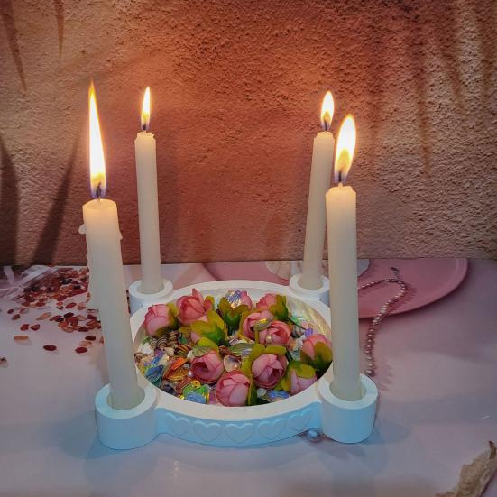 Candle Holder Mold 4 Holes Round Silicone Mold Candle Holder Resin Casting Mold for DIY Taper Candle Holder Concrete Craft