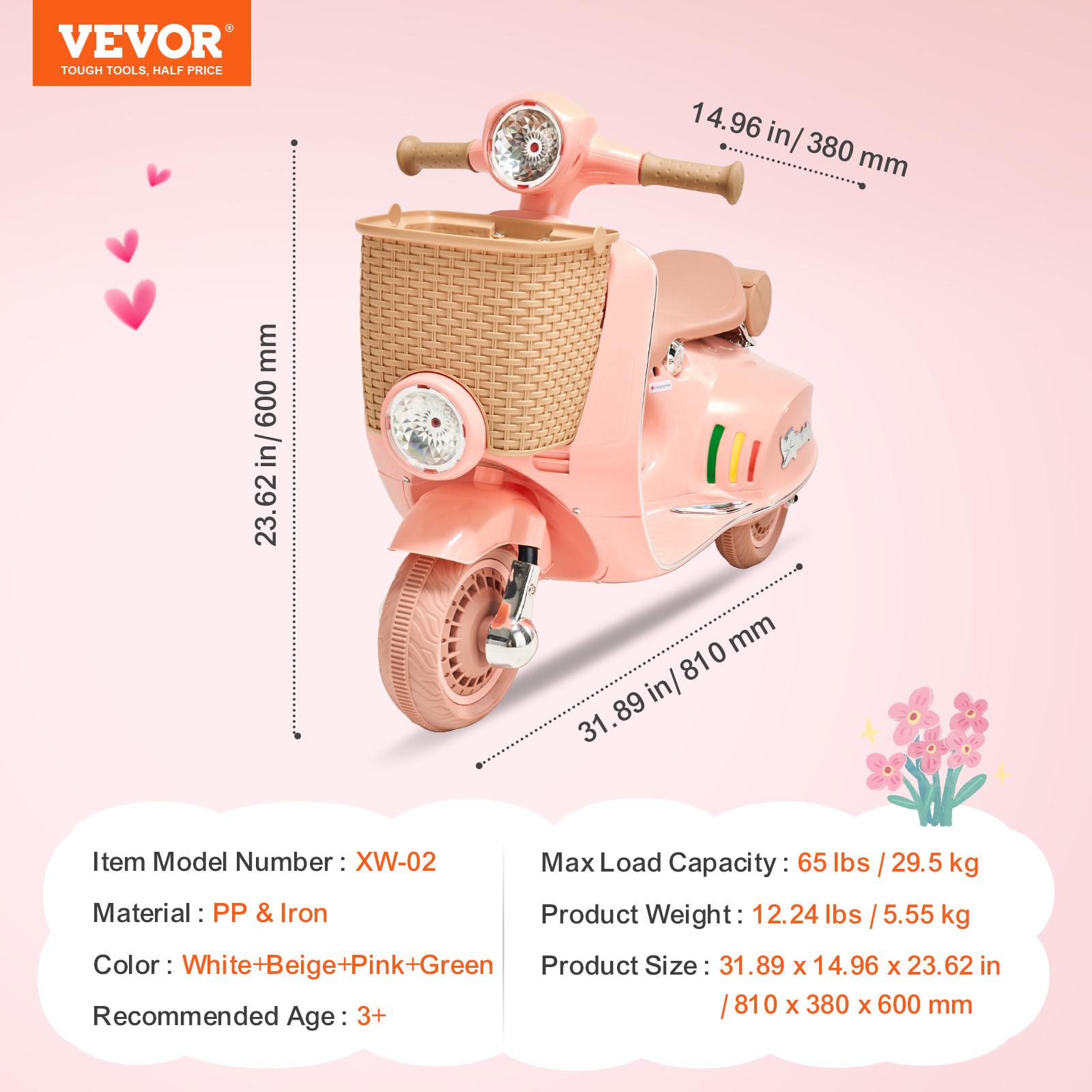 

SucceBuy Детский мотоцикл-каталка 6/12V с электроприводом, трехколесный мотоцикл с максимальной скоростью 2 мили/ч, игрушки для катания для детей, подарки