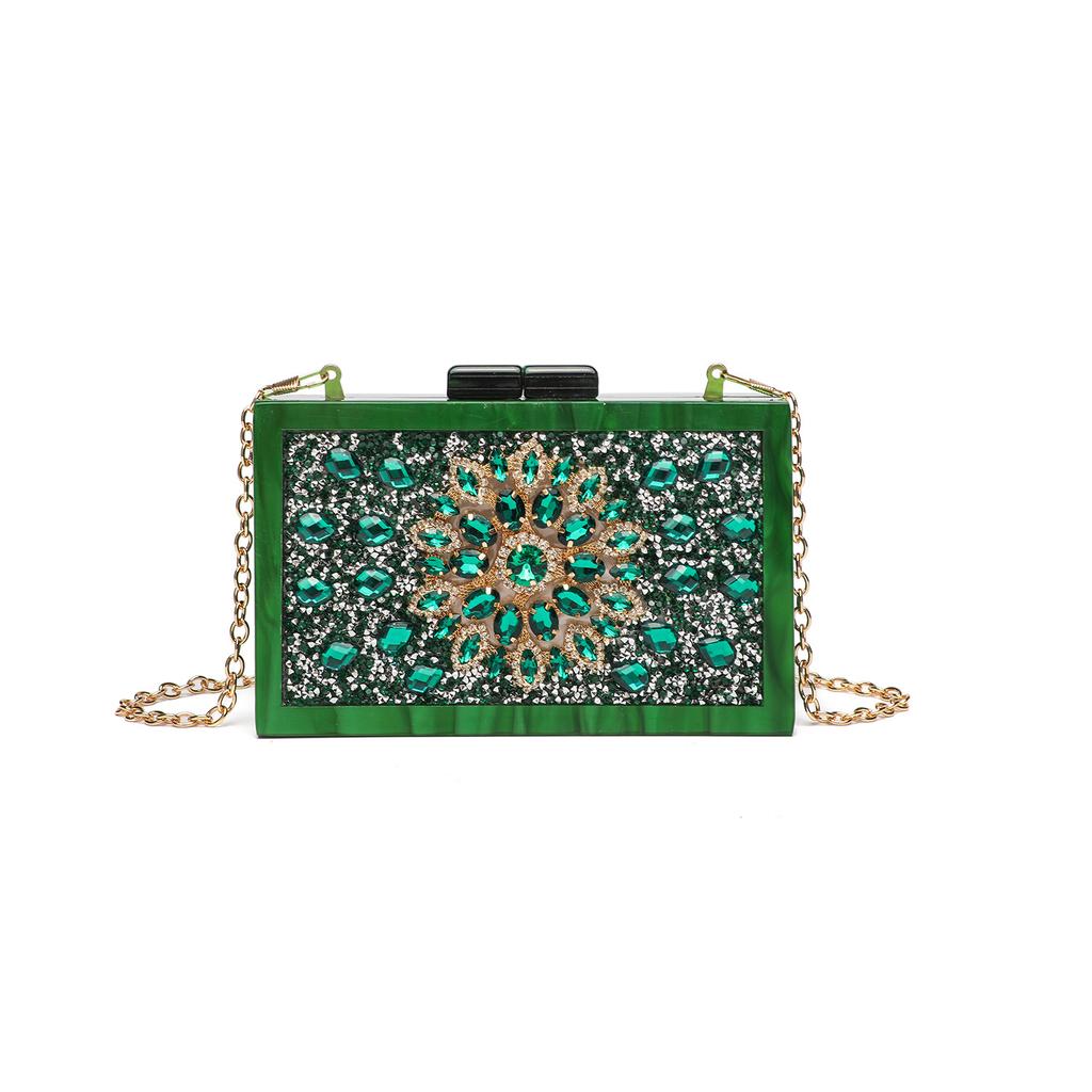 New European and American Popular Banquet Bag, Water Brick Wedding Cheongsam, High-end Feeling, Brick Inlaid Hand-held Crossbody Bag