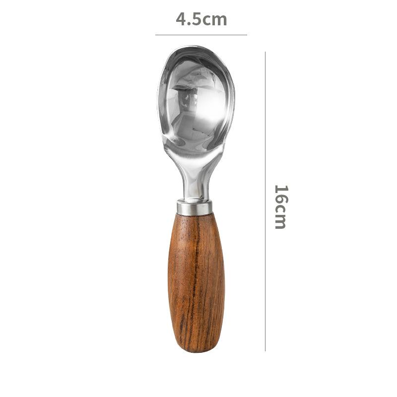 Stainless Steel Non-stick Ice Cream Spoons with Wood Handled Spade Ice Cream Digging Spoon Fruit Ball Making Tool