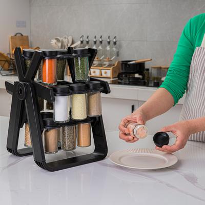 18PCS Jar Spice Rack 360 Degrees Rotating Ferris Wheel Spice Rack Seasoning Organizer Seasoning